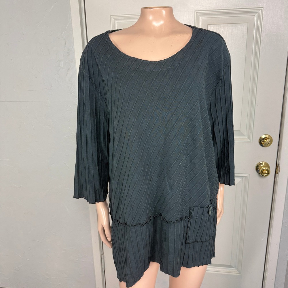 Focus Casual Life Women's Shirt 2XL 3/4 Sleeve Lagenlook Cotton K3-3
